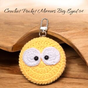 Yellow Crochet Pocket Mirror or Keychain